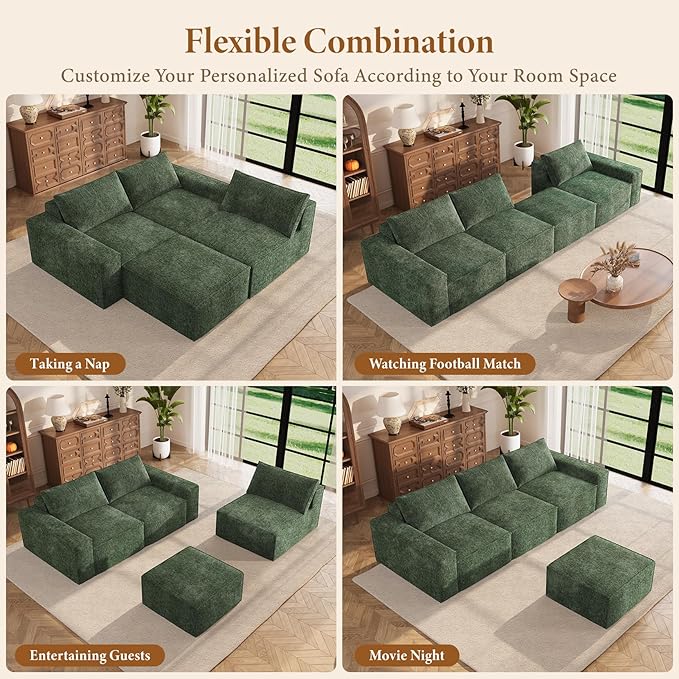 Vesgantti 114" Modular Boneless Couch, Modern 3 Seater Sectional Sofa - Image 7
