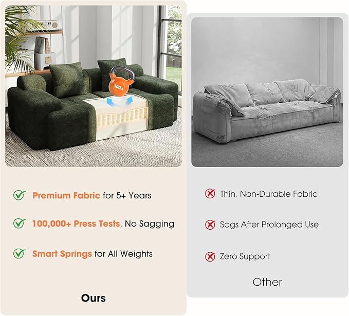 83.5" Boneless Loveseat with Ottoman, Cloud Comfy Couches - Image 4
