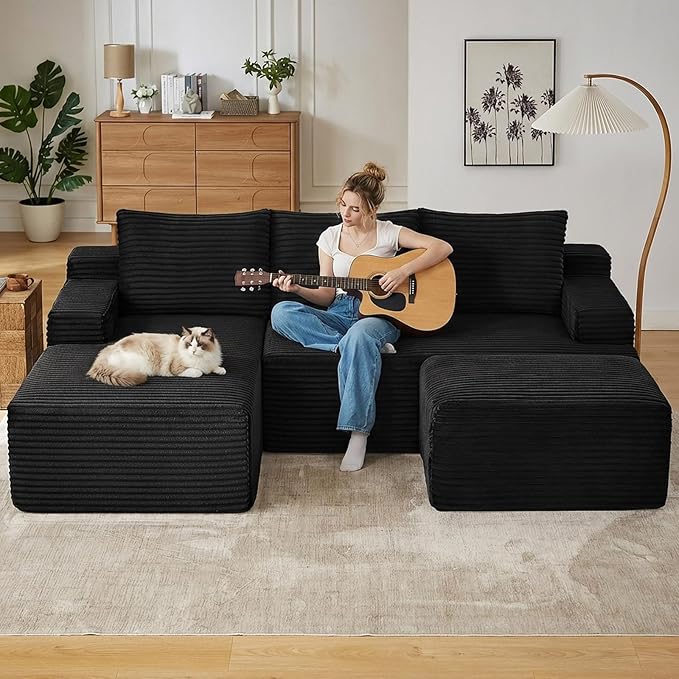 96" Cloud Sectional Couch U-Shaped Chaise - Image 4