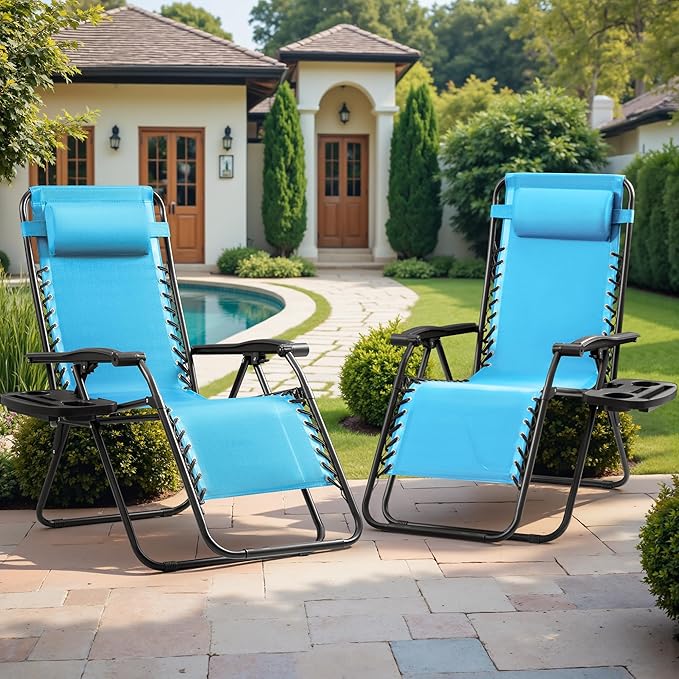 Devoko Patio Zero Gravity Chair Outdoor Folding Adjustable Reclining Chairs - Image 2