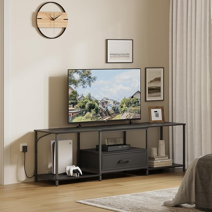 JARHETUN TV Stand with LED Lights, Entertainment Center with Open Shelves and - Image 8