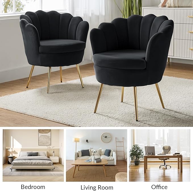 HULALA HOME Modern Velvet Accent Chairs Set of 2 - Image 7