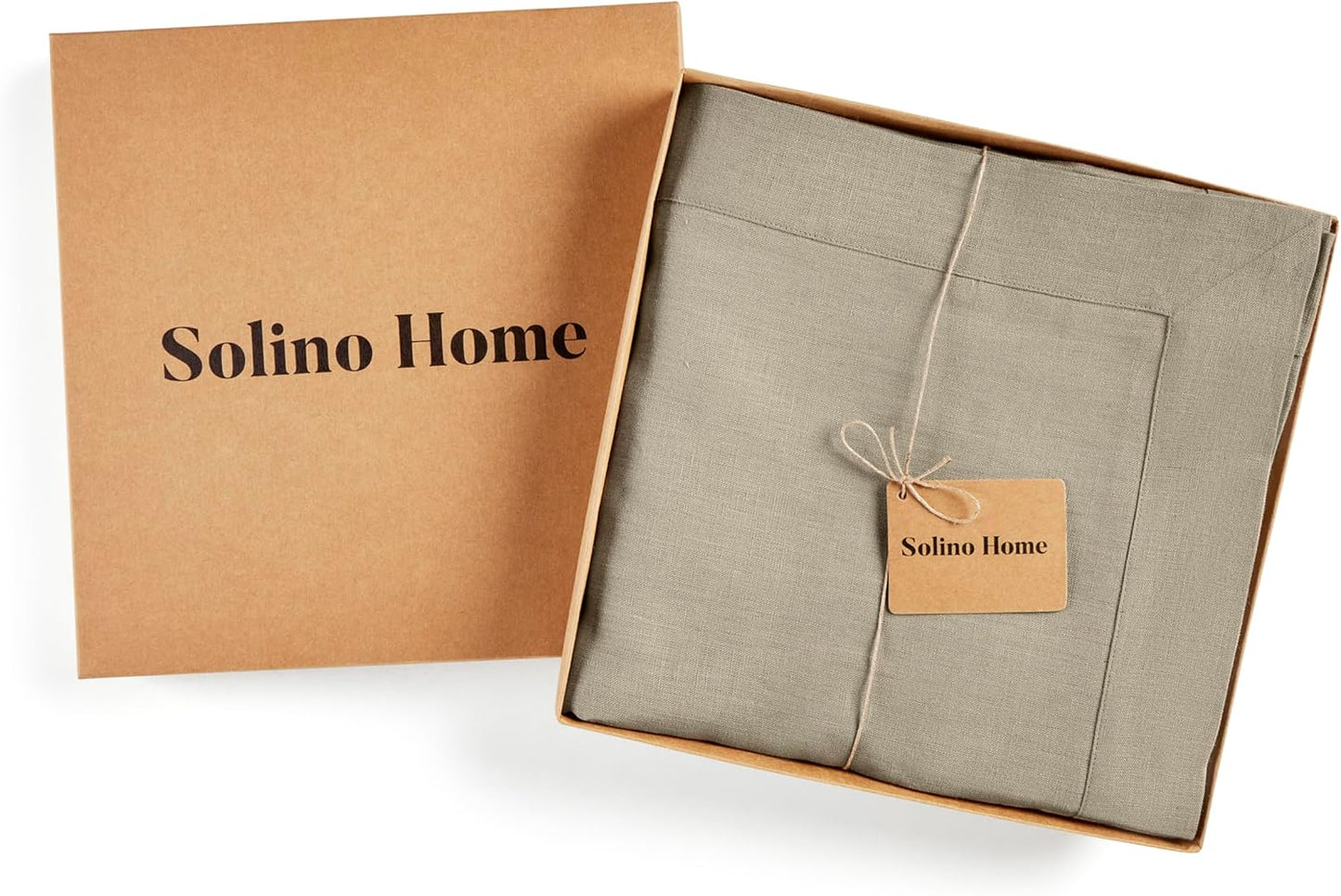 Solino Home Linen Tablecloth 60 x 90 Inch - 100% Pure Linen Vintage Khaki Table Cloth for Rectangle Tables - Fete, Machine Washable Tablecloth for Fall, Autumn, Thanksgiving