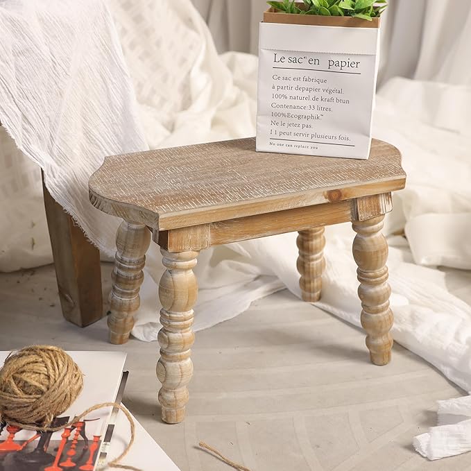 dwellington Wooden Bathroom Wood Foot Stool - Image 2