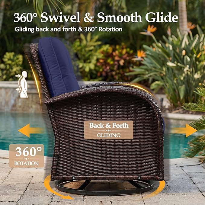 UPHA 5 Pieces Patio Furniture Sets, Wicker Outdoor 3-Seat Sofa Set - Image 3