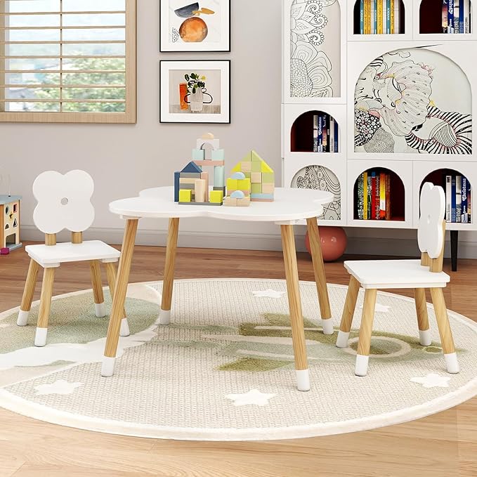Costzon Kids Table and Chairs, Wooden Toddler Desk Set - Image 2