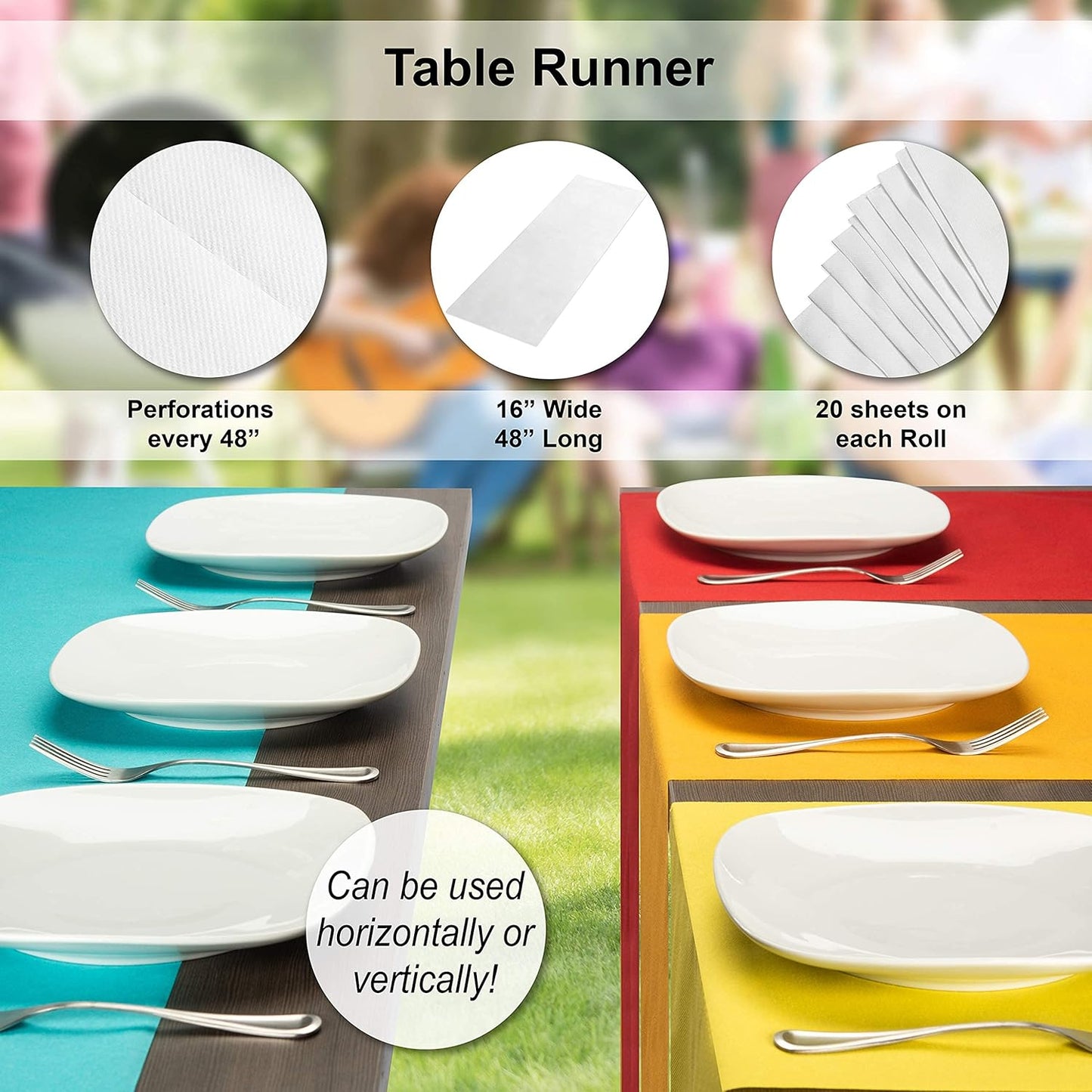 American Homestead Paper Table Runner Roll - 78 ft. Disposable Linen-Like Table Cover Roll - 20 Perforated Table Runners (16" x 48") for Parties, Weddings, and Events - Peach