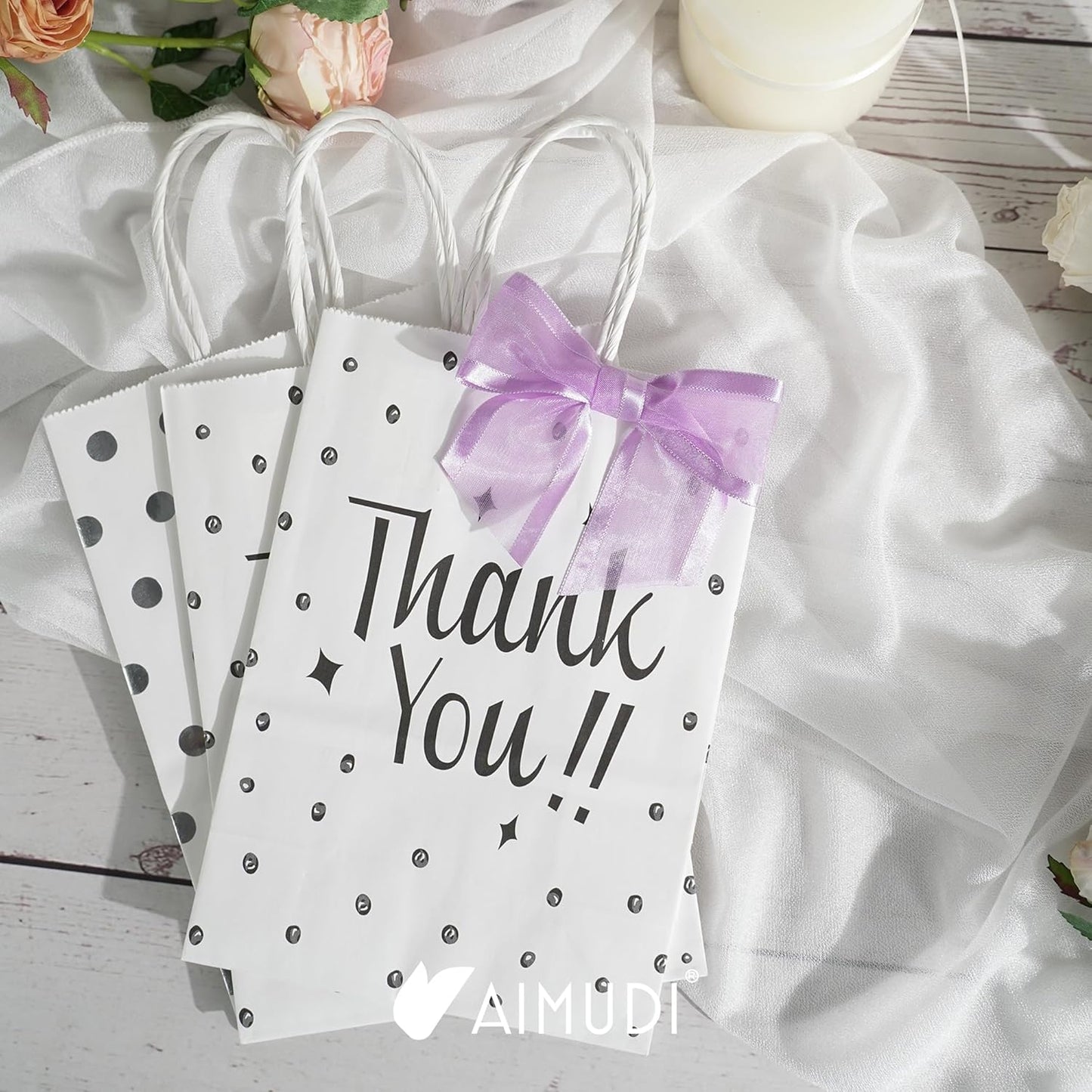 AIMUDI Purple Bows for Crafts 4" Lavender Bows with Twist Ties Premade Lilac Bows Pre Tied Organza Bows for Treat Bags, Easter's Day, Cake Pop,Gift Wrapping,Baby Shower,Wedding Favor -12 Counts