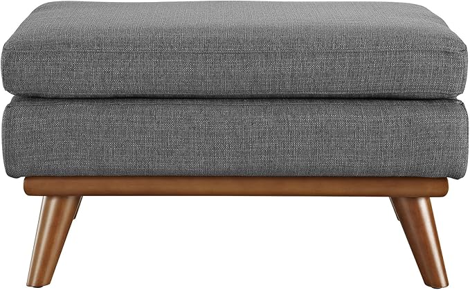 Modway Engage Mid-Century Modern Upholstered Fabric Ottoman in Gray - Image 5