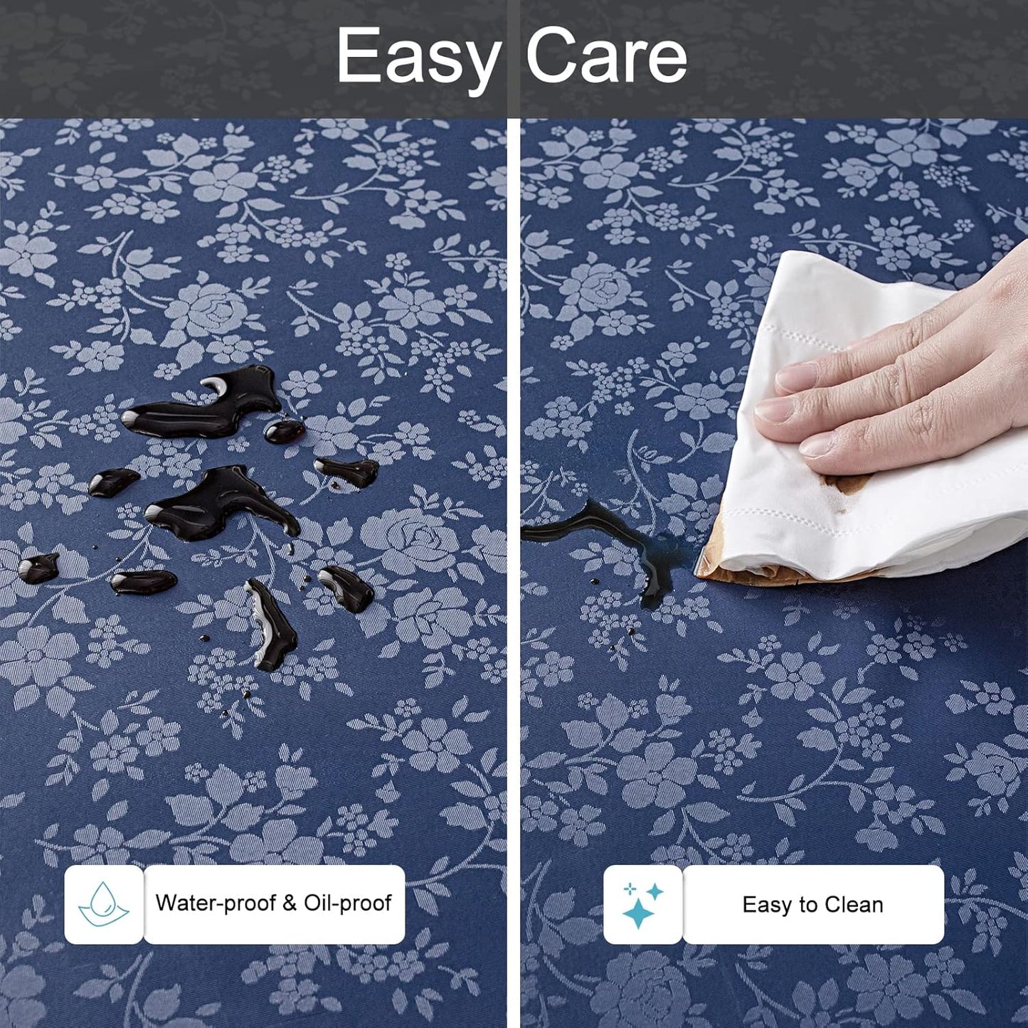 Smiry Rectangle Table Cloth, Waterproof Heavy Duty Vinyl Tablecloths, Wipeable Washable Table Cover for Kitchen and Dining Room (Navy Blue, 60" X 84")