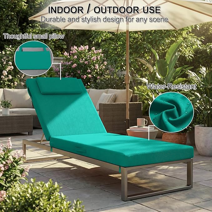 Outdoor Chaise Lounge Cushions, 71x21 Inch Olefin Water & Fade Resistant Pool - Image 5