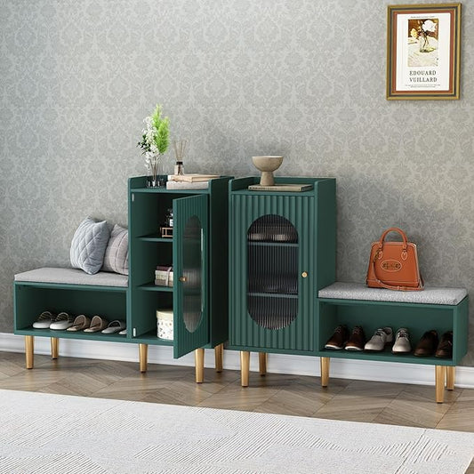 HLR Storage Bench Set of 2, L-Shaped Storage Cabinet by HomeDeservesaRelaxLiving