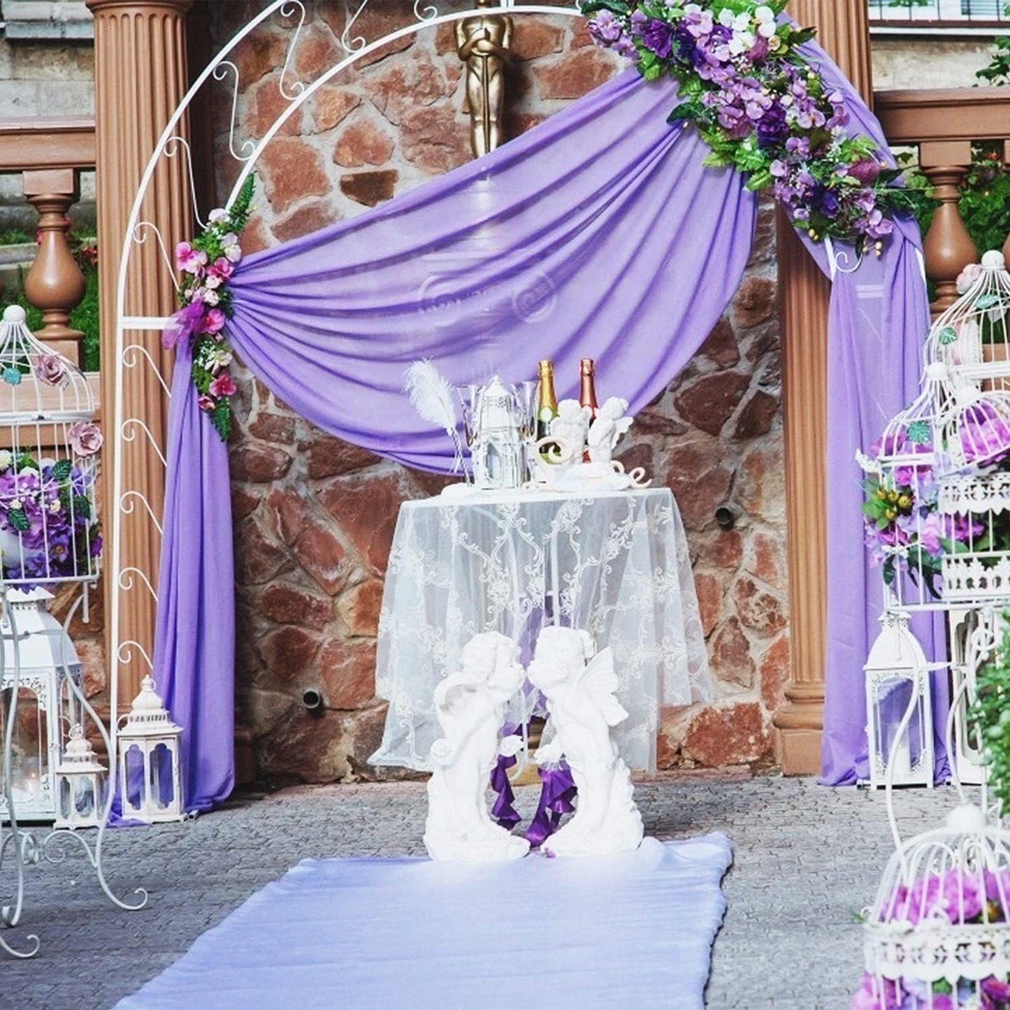Wedding Arch Draping Fabric Lavender Purple Sheer Wedding Arch Drapes for Ceremony Bridal Party Romantic Wedding Decor 19Ft Length x 28" Width 1Panel