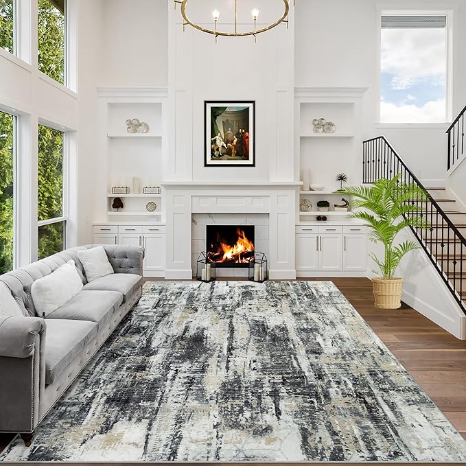 4x6 Area Rugs Washable Rug: Modern Abstract Living Room Rug Soft Anti-Skid Thin by GENTDRIZZ