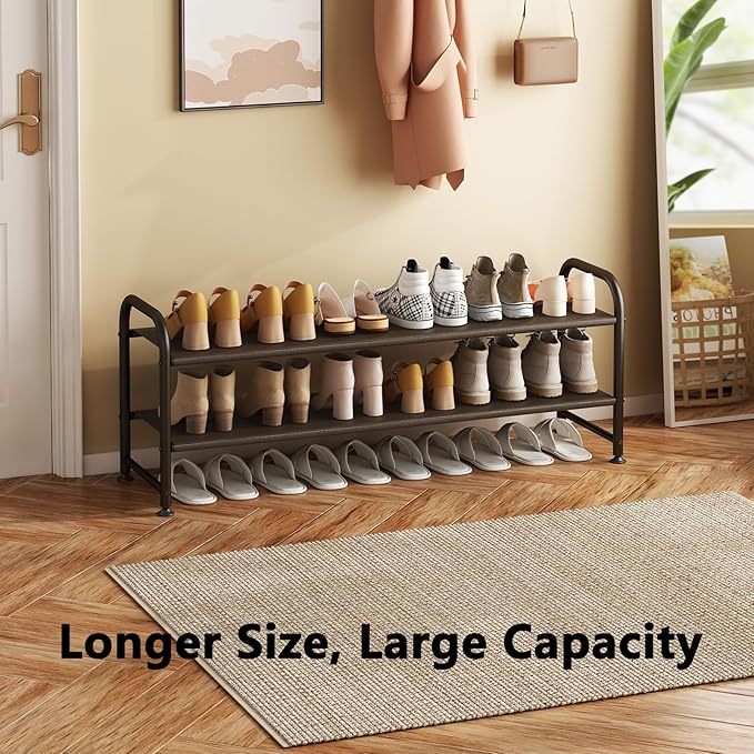 INGIORDAR Shoe Rack 2 Tier Long Storage Organizer Wide Metal Shoe Shelf - Image 4
