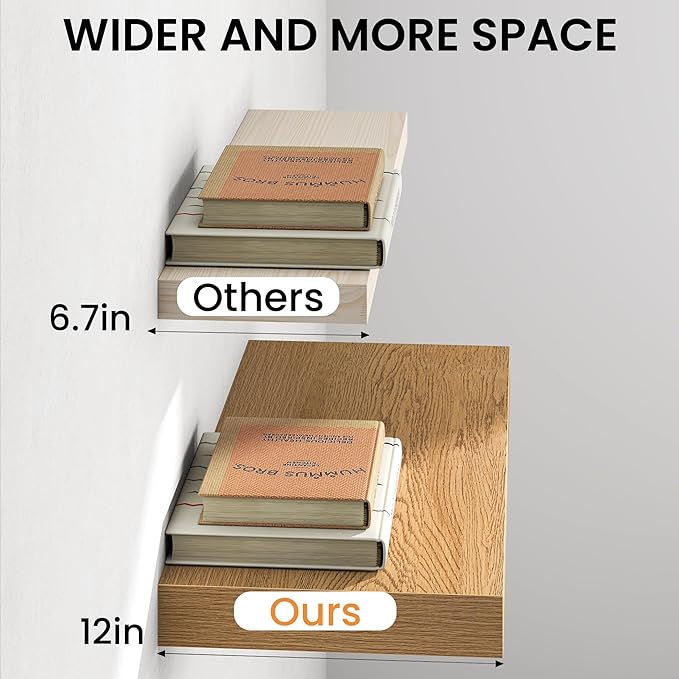 Oak Floating Shelves 48Inch Long, 12 Inch Deep Floating Shelves - Image 5