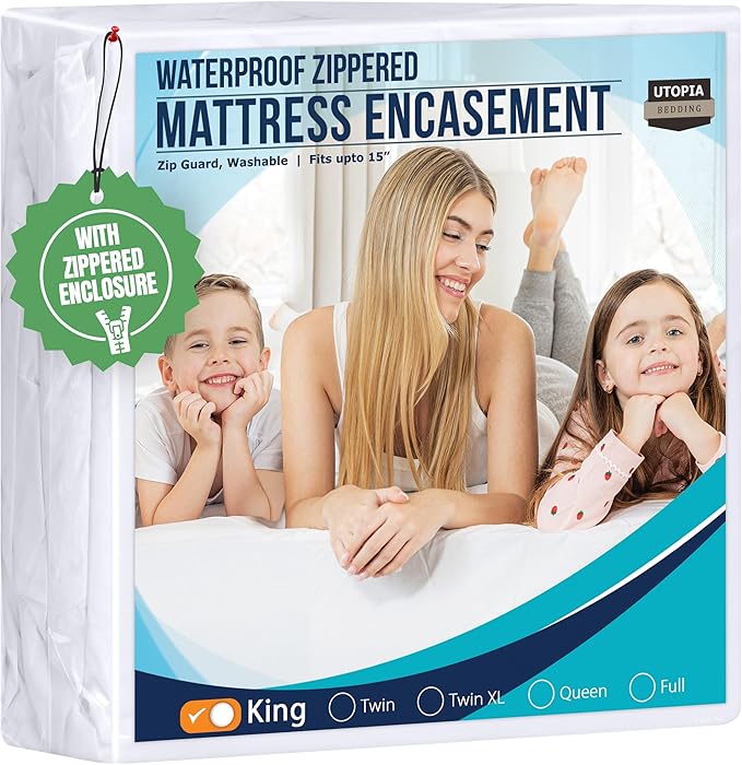 Utopia Bedding King Size Mattress Protector Zippered, 100% Waterproof Bed Bug by UTOPIABEDDING