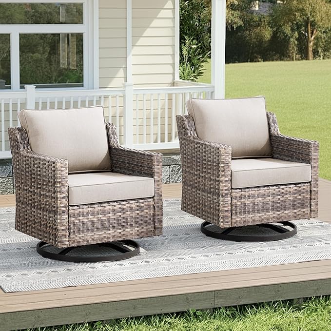 Outdoor Swivel Rocker Patio Chairs-High Back Wicker Swivel Rocker Patio Chairs by AMCLOBA