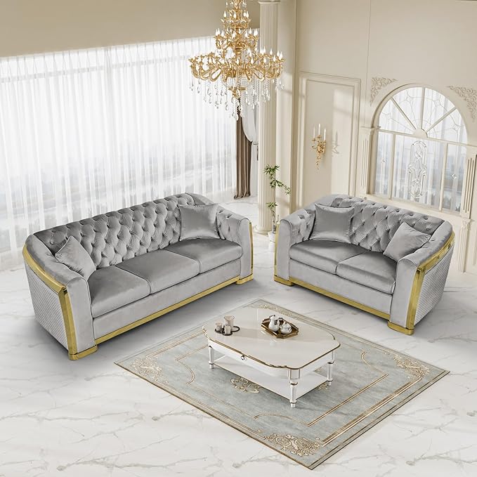 DAMAIFROM Mid Century Modern Chesterfield Sofa Couch, 3 Seat Tufted Sofas - Image 8