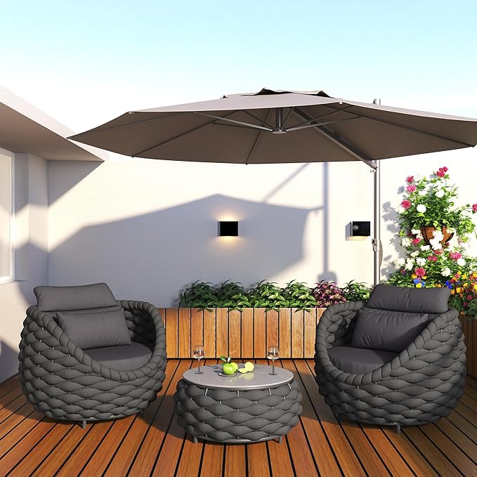 TWT Aluminum Patio Furniture Set Three Seater Sofa Outdoor Furniture Set - Image 7