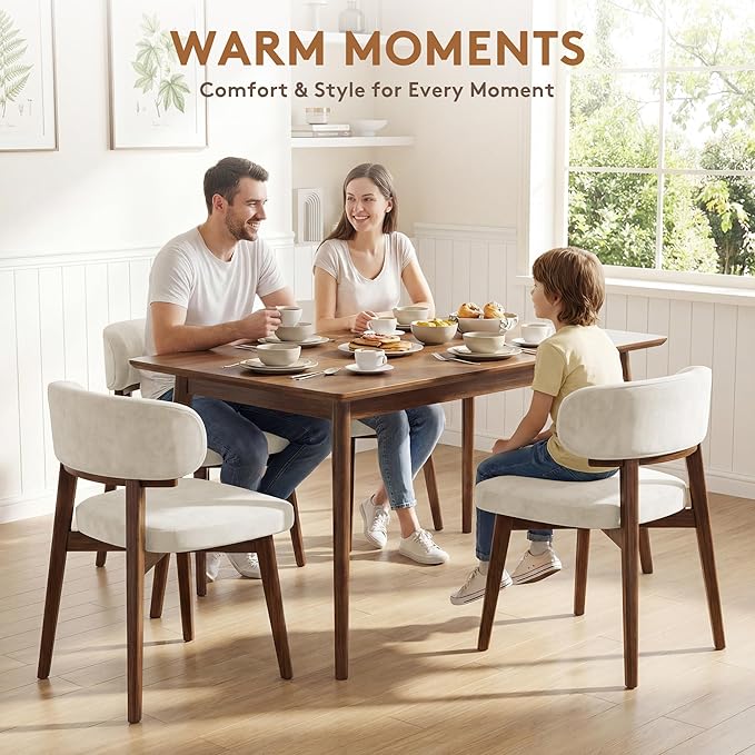 Dining Chairs Set of 4, Modern Upholstered Dining Chairs, Wooden Kitchen Chairs - Image 3