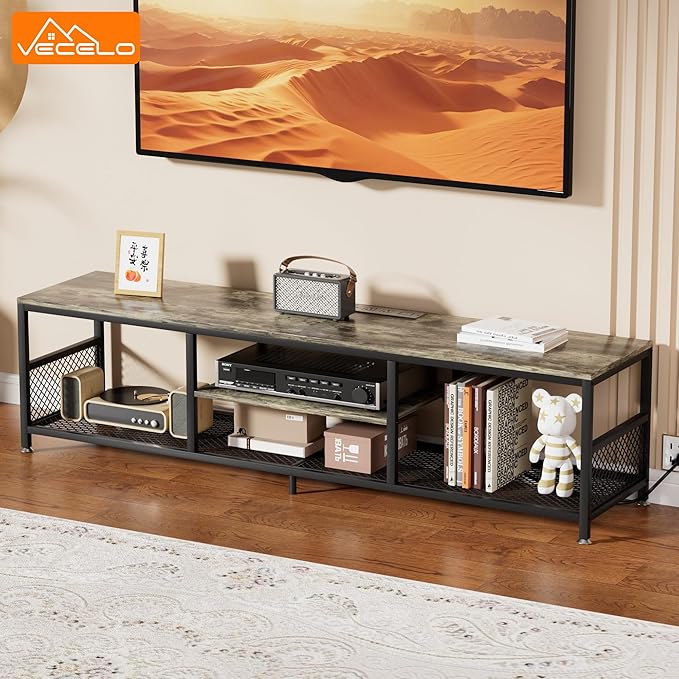 VECELO TV Stand with Power Outlets - Image 2