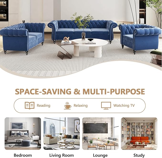 QHITTY 2 Piece Living Room Set, Sectional Chesterfield Sofa Chair Contemporary - Image 6