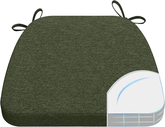 AAAAAcessories D-Shaped Chair Cushions, Machine-Washable Cover, Dark Olive Green by AAAAAcessories