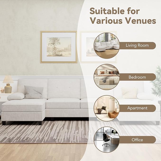 U-Shaped Sectional Couches for Living Room, 4 Seat Sofa - Image 7