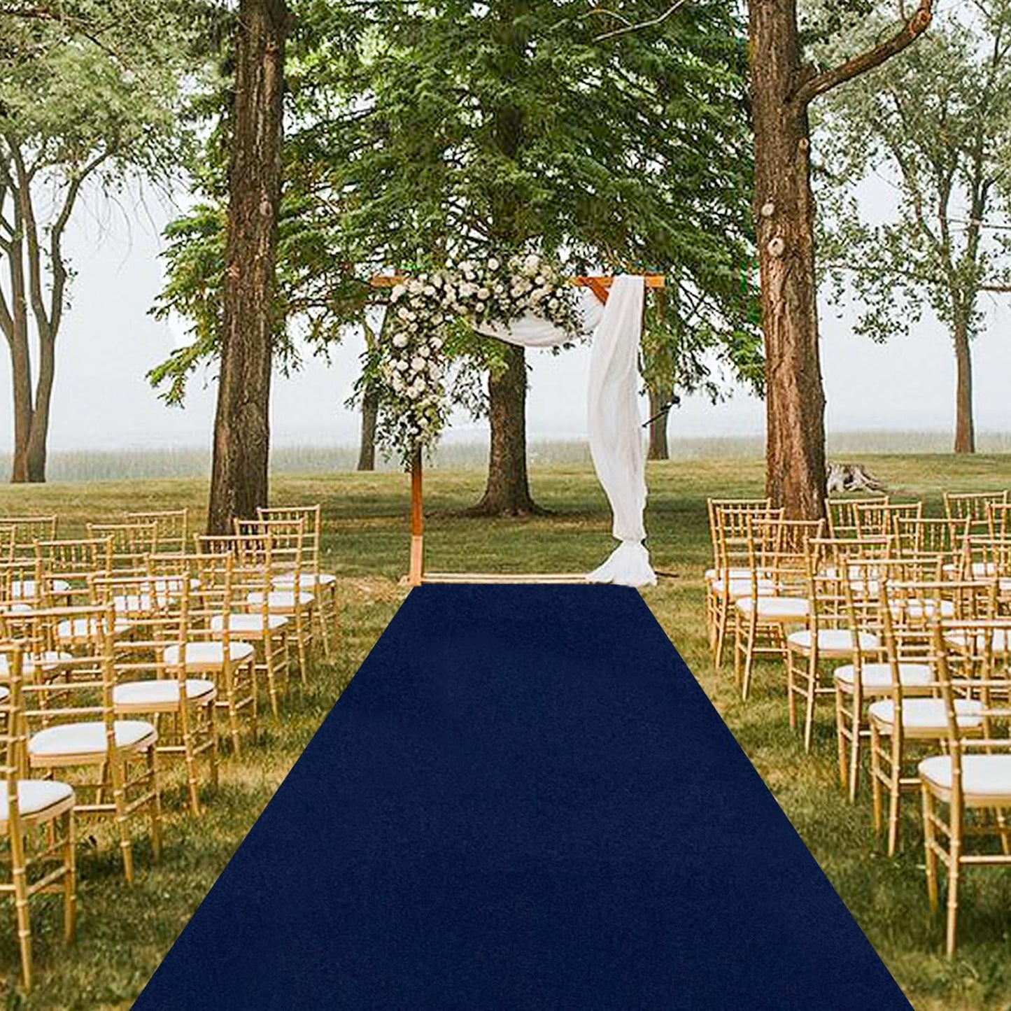 MODFUNS Navy Blue Aisle Runner Wedding Runner Aisle Outdoor 4x20ft Velvet Fabric Carpet Runners Wedding Carpet Runway Rug with Carpet Tape Aisle Floor Runners for Ceremony Banquet Party Decoration