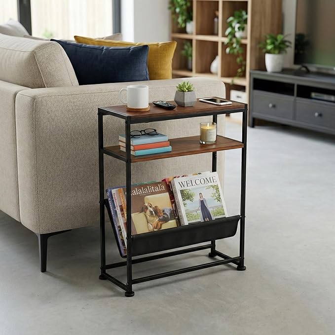 Narrow End Table with Magazine Rack, 2-Tier Slim Side Table - Image 7