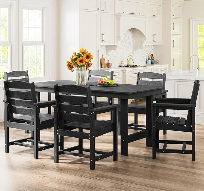 SERWALL Patio Dining Table Sets 5-Piece, Outdoor HDPE Dining Furniture Set - Image 7
