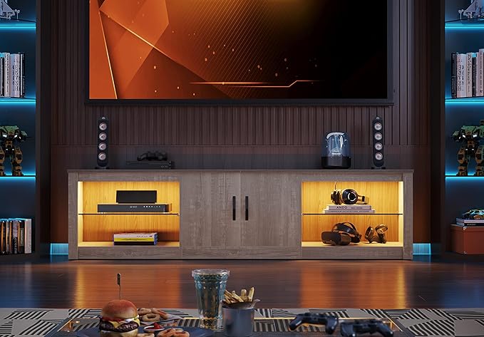 Bestier 70 Inch Led TV Stand for 75 Inch TV Large Entertainment Center Gaming - Image 7