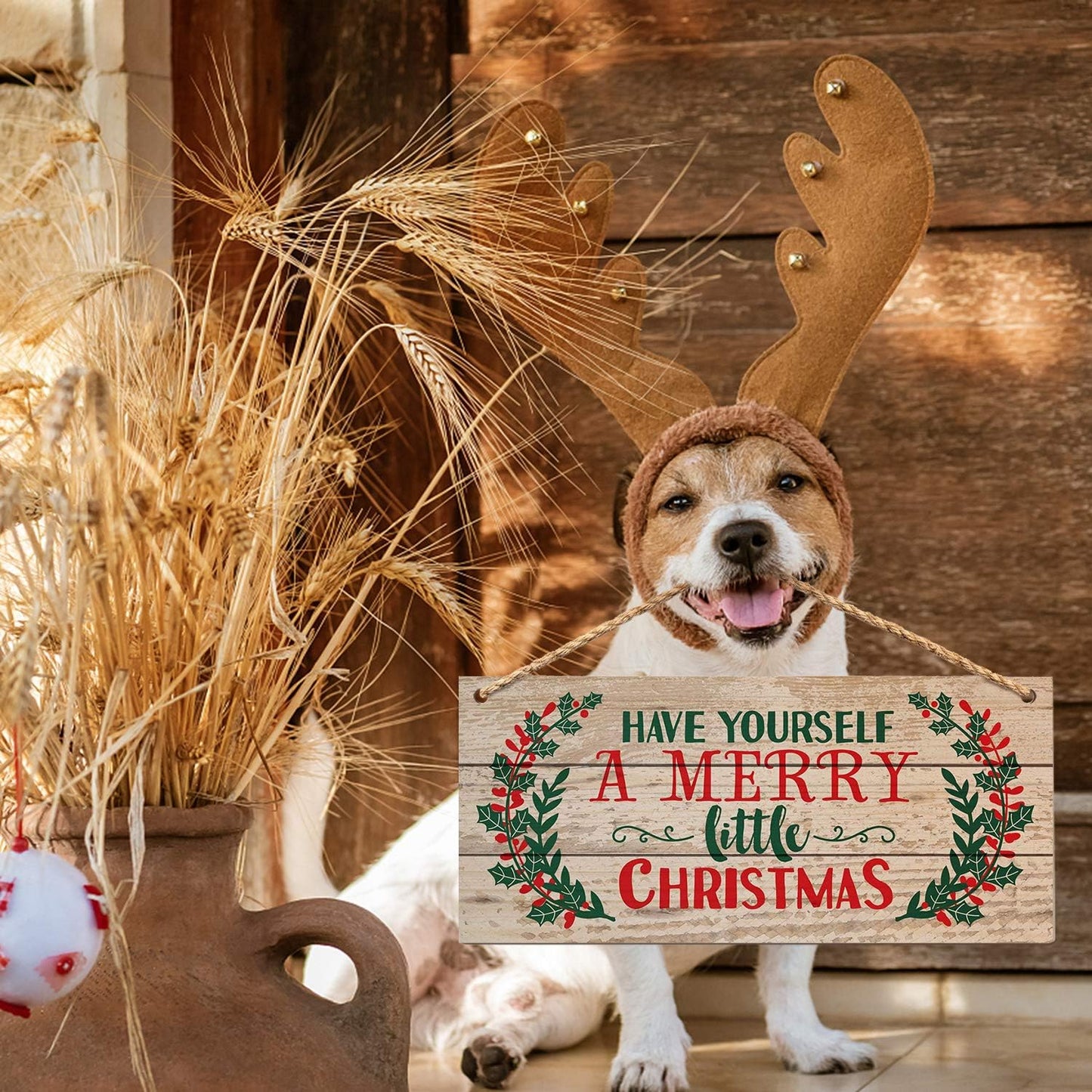 Christmas Door Hanging Sign，Big Wall Wood Winter Decorations Signs，Indoor Outdoor Decorative Ornament for Home, Classroom, Office（7 x 13.8x 0.2 inches）