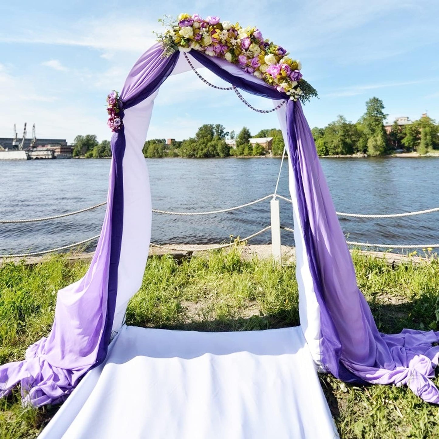 Wedding Arch Draping Fabric Lavender Purple Sheer Wedding Arch Drapes for Ceremony Bridal Party Romantic Wedding Decor 19Ft Length x 28" Width 1Panel