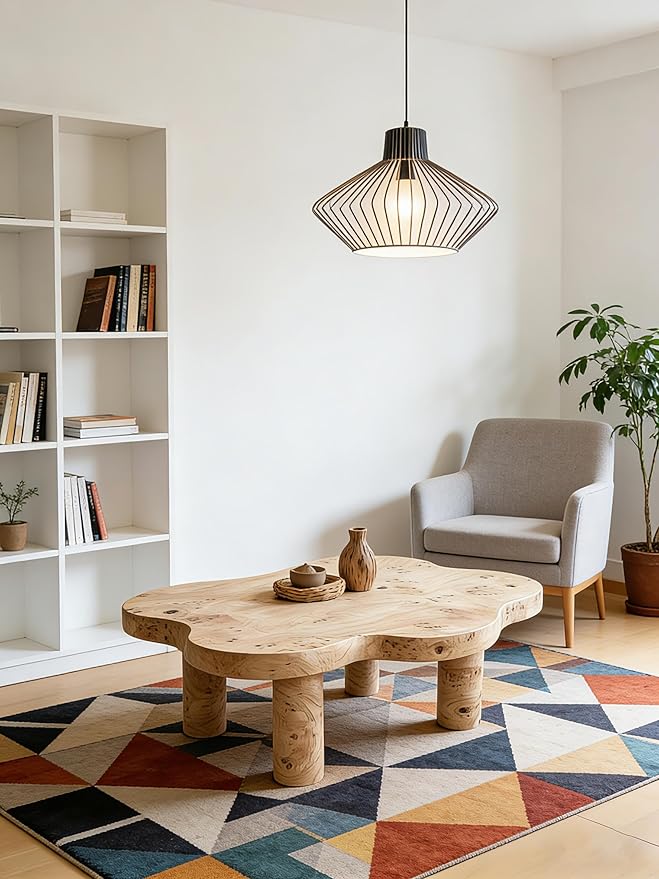 40" Cloud Coffee Table with 4 Round Table Legs, Modern Irregular Center Table - Image 8
