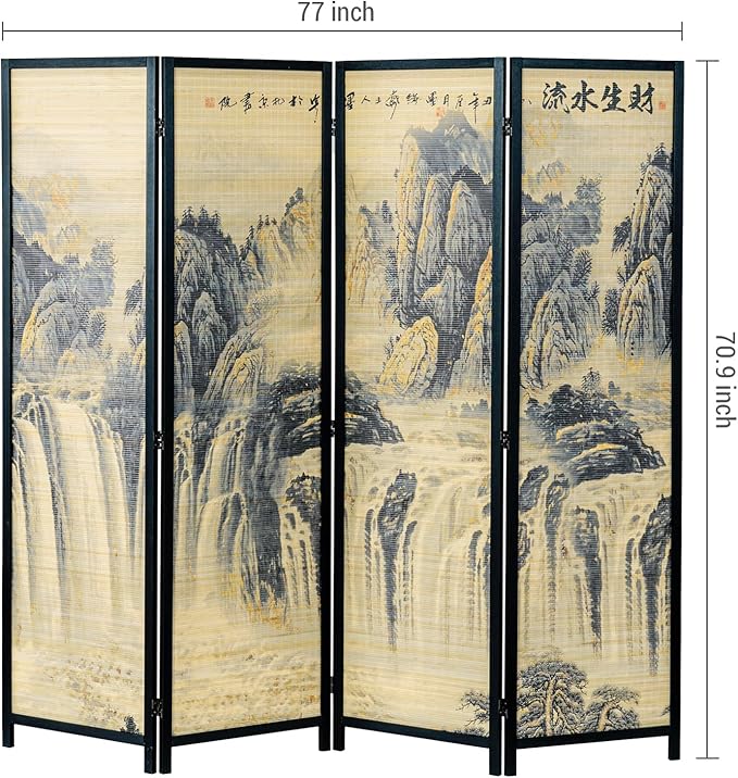 MyGift 4 Panel Folding Room Divider, 6FT Bamboo Privacy Screen - Image 5