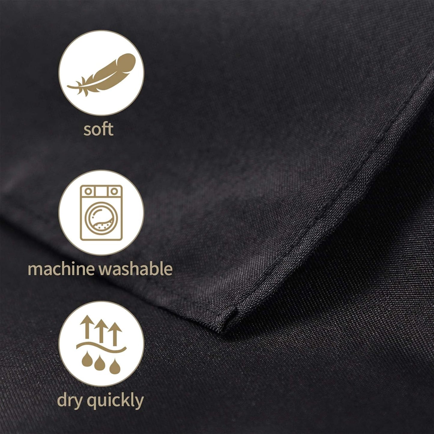 Ascoza 2pack 52x52 Inch Black Square in Polyester Fabric Tablecloth for Wedding,Banquet,Restaurant and Parties