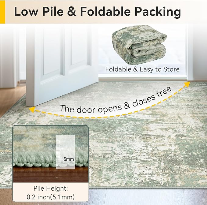 RELEANY Washable Area Rugs 6'x8' Non-Slip Modern Abstract Soft - Image 8