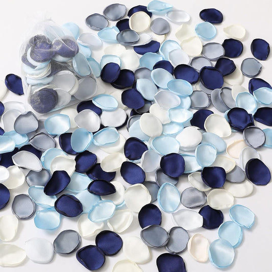 Serwalin 500Pcs Silk Rose Petals Artificial Flower Petals for Weddings Proposal Dusty Navy Blue Petals Flower Girl Petals for Wedding Basket Aisle Runner Bridal Shower (4 Color Mixes)