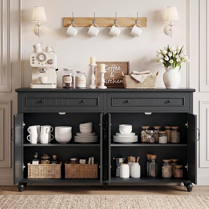 Scurrty Sideboard Buffet Cabinet, Vintage Coffee Bar Cabinets - Image 4