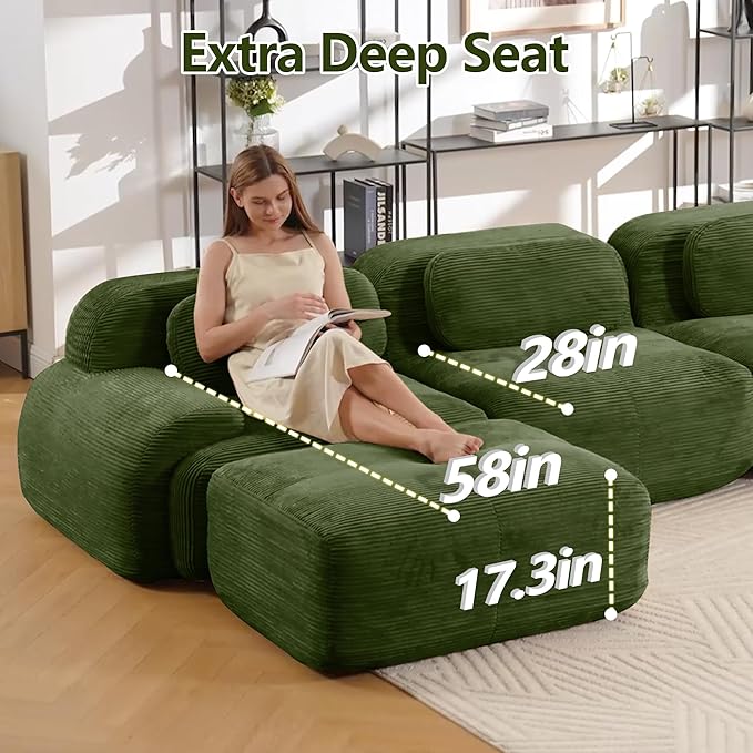 Boneless Sectional Couch, No Assembly Required, 152.7” U Shaped Modular Cloud - Image 5