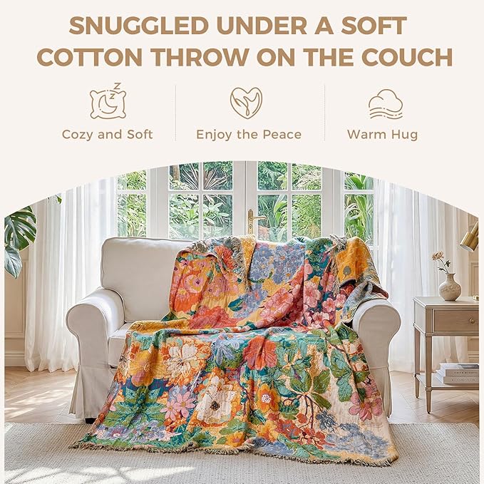 LUTBM Boho Throw Blanket for Couch Sofa Chair Cotton Summer Blankets for - Image 4