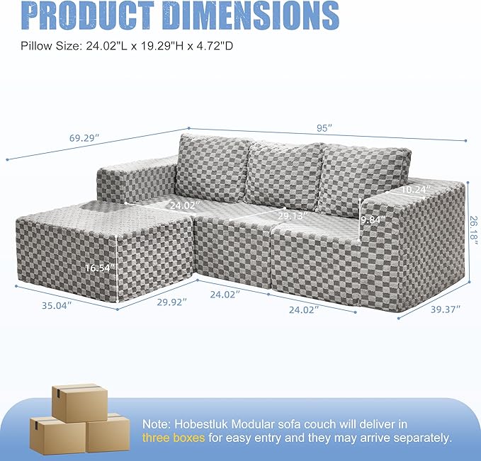 Hobestluk Modular Sectional Sofa Memory Foam Couch Oversized Sectional Sofa - Image 2