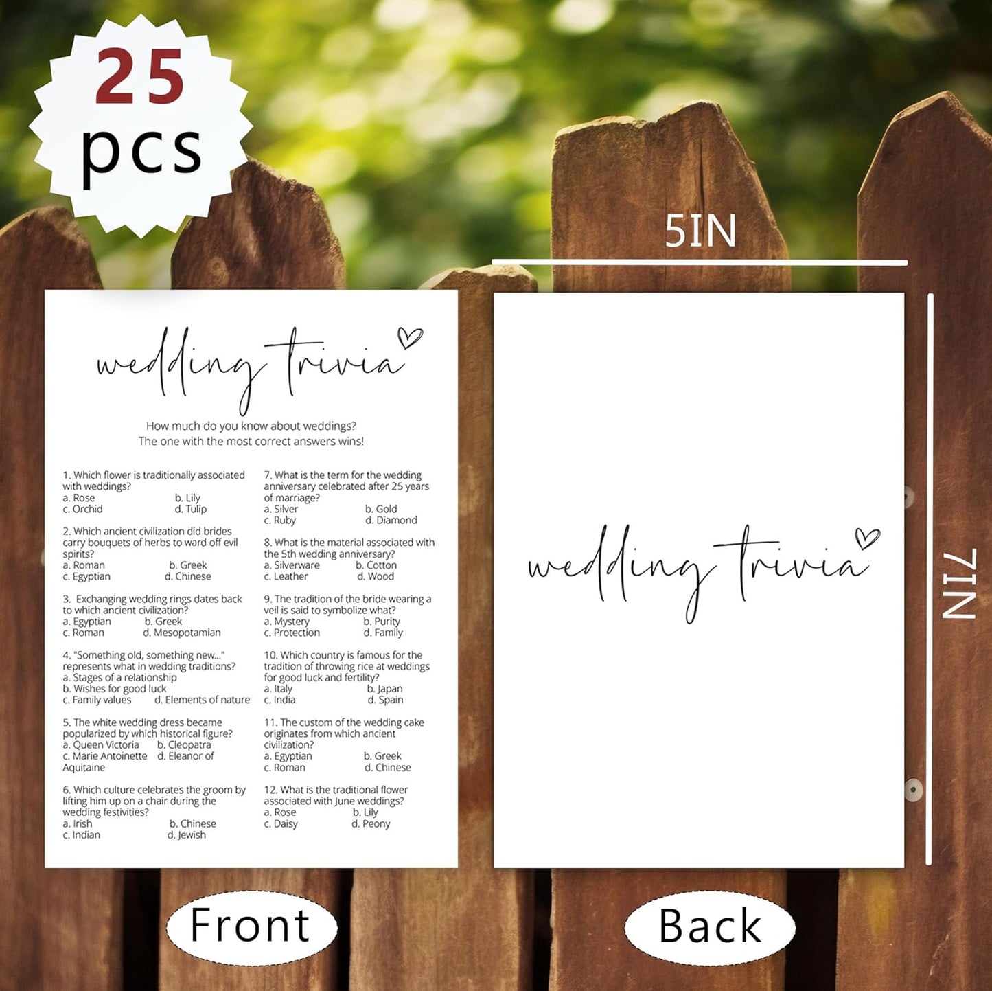 Bridal Shower Games, Wedding Trivia, 25Pcs Minimalist White Double-Sided Bridal Game Cards with 1 Answer Key, Wedding Shower Games for Guests, Engagement Bachelorette Party Supplies - A08