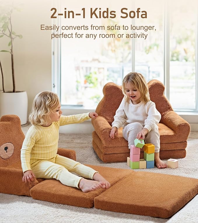 little dove Extra Wide Soft Toddler Couch Fold Out, Comfy Toddler Chair - Image 3