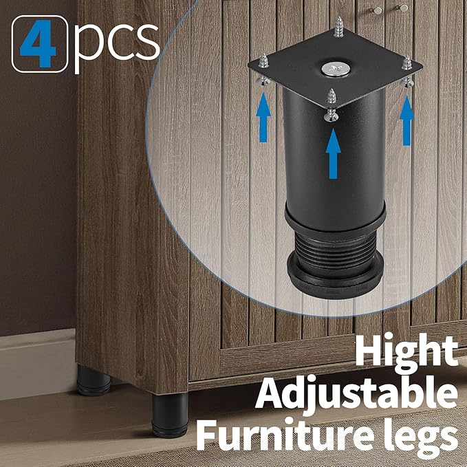 4 Inch Metal Furniture Legs Stainless Steel Adjustable Legs Black Metal Legs - Image 5