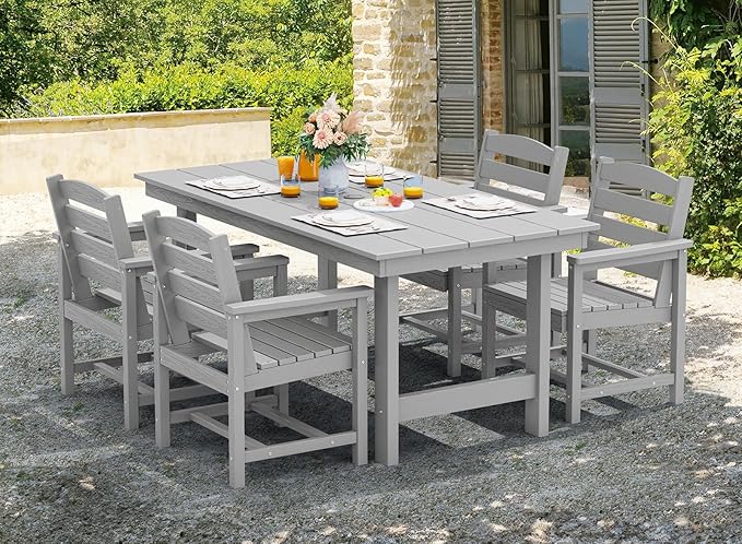 SERWALL Outdoor HDPE Dining Table Set, 7-Piece Outdoor Dining Table Sets - Image 6