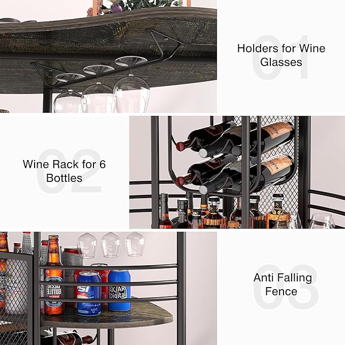 AC Pacific 43-Inch Industrial Home Bar Unit - Image 5