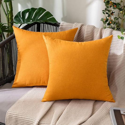 MIULEE Pack of 2 Decorative Outdoor Solid Waterproof Throw Pillow Covers Faux by MIULEE